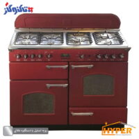 اجاق گاز 7 شعله تاکنوگاز مدل فالکون 7B-TS رویه استیل زرشکی با دستگیره طلایی