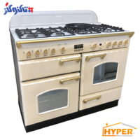 اجاق گاز 7 شعله تاکنوگاز مدل فالکون 7B-WW تمام لعاب سفید با دستگیره طلایی