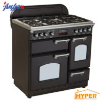 اجاق گاز تاکنوگاز مدل فالکون 5B-BS مشکی با دستگیره کروم و صفحه استیل