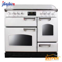 اجاق گاز تاکنوگاز مدل فالکون 5B-WW سفید با دستگیره کروم و صفحه لعاب سفید