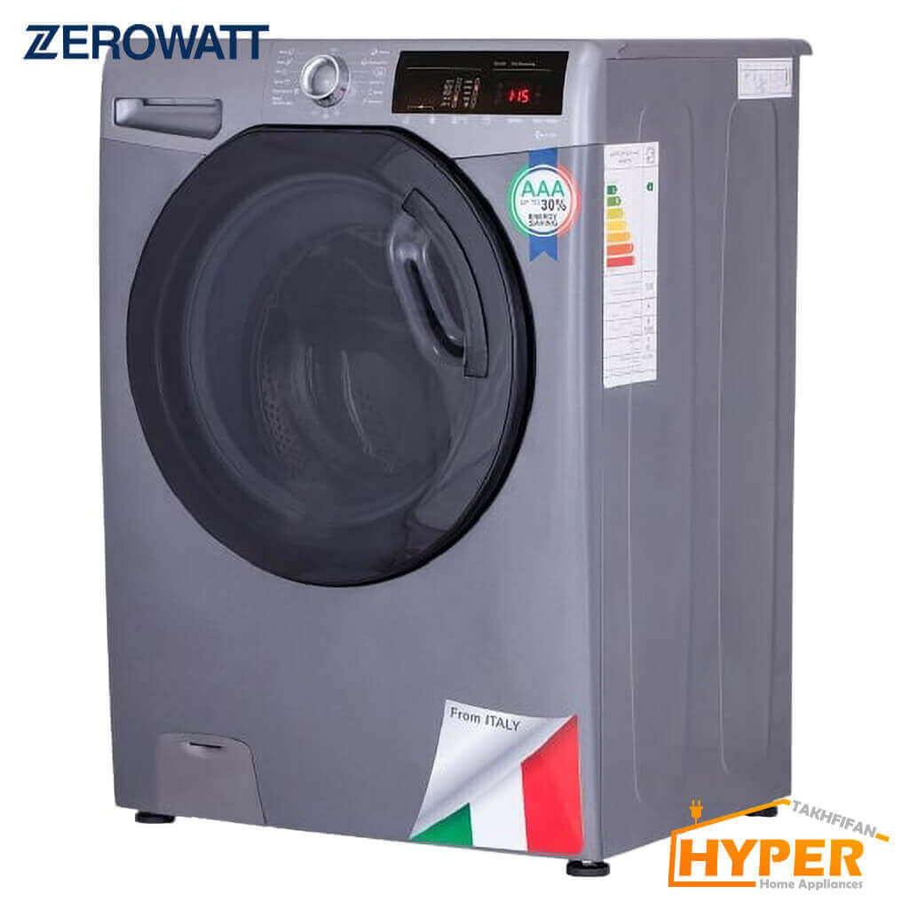 ماشین لباسشویی زیرووات Zerowatt OZ-1385 ST نقره ای 8 کیلویی