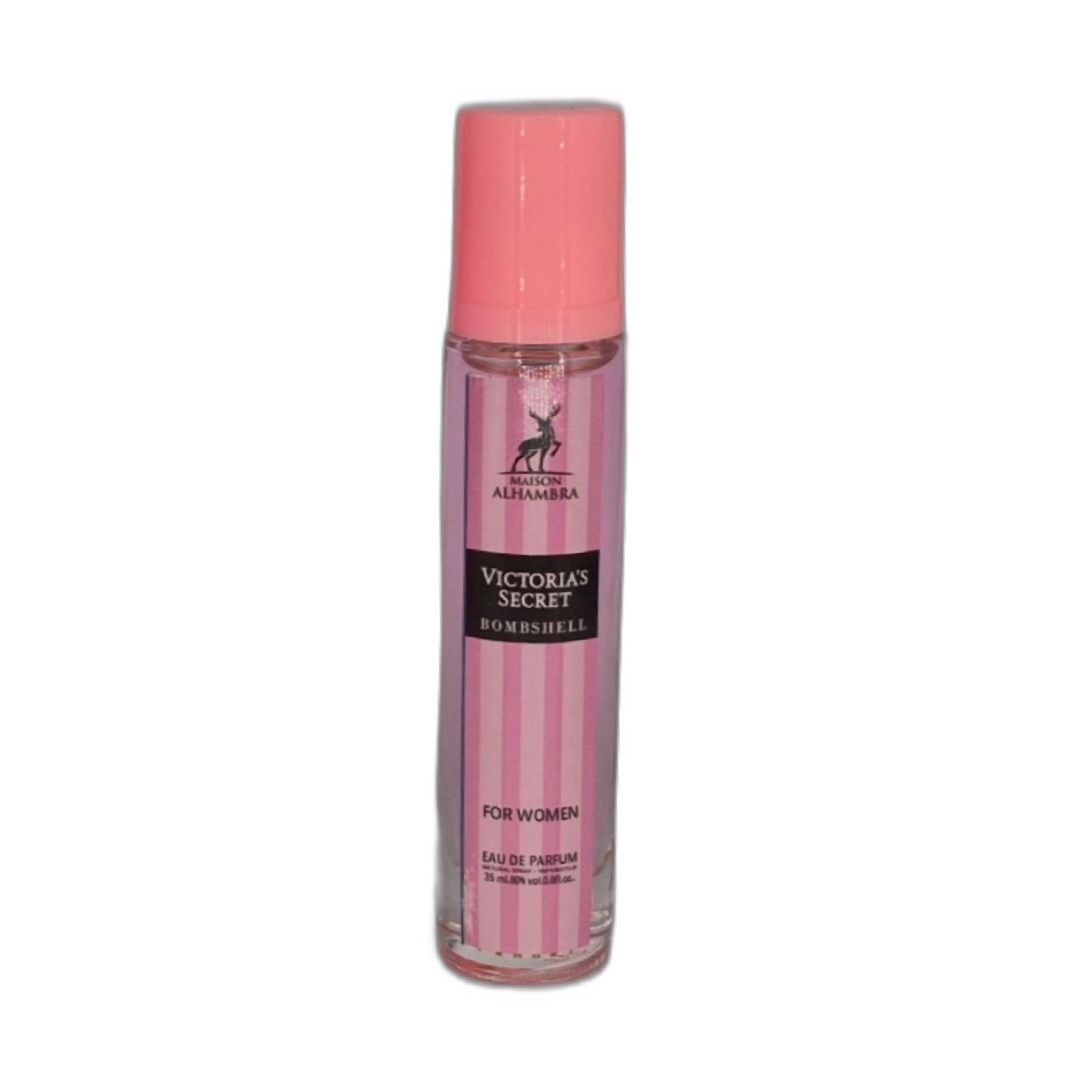 عطر جیبی زنانه الحمبرا مدل ویکتوریا سکرت با رایحه خنک حجم ۳۵ میلی‌لیتر