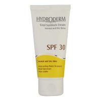 کرم ضدآفتاب بی‌رنگ هیدرودرم SPF30، مناسب پوست‌های نرمال و خشک، حجم 50 میلی‌لیتر